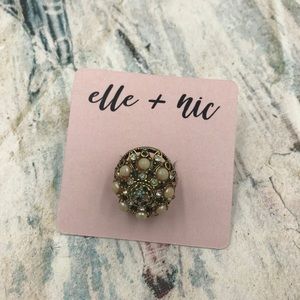 Vintage Hollycraft Pearl and Rhinestone Ring